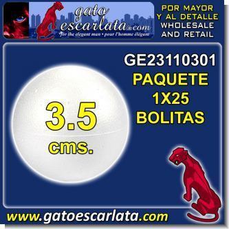 Lee el articulo completo BOLAS DE ESTEREOFON POLIESTIRENO DIAMETRO 3.5 CENTIMETROS - PAQUETE DE 25 UNIDADES