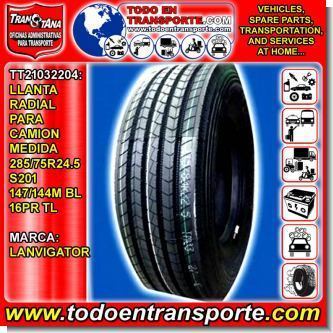 Lee el articulo completo LLANTA RADIAL PARA VEHICULO CAMION MARCA LANVIGATOR  MEDIDA 285/75R24.5  S201 147/144M BL 16PR TL